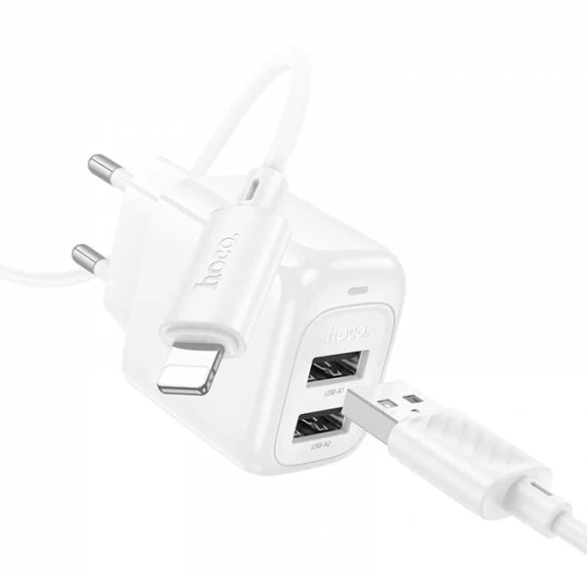 Cargador Hoco Cs51a 12w Dual + Cable Lightning Blanco – imagen 2