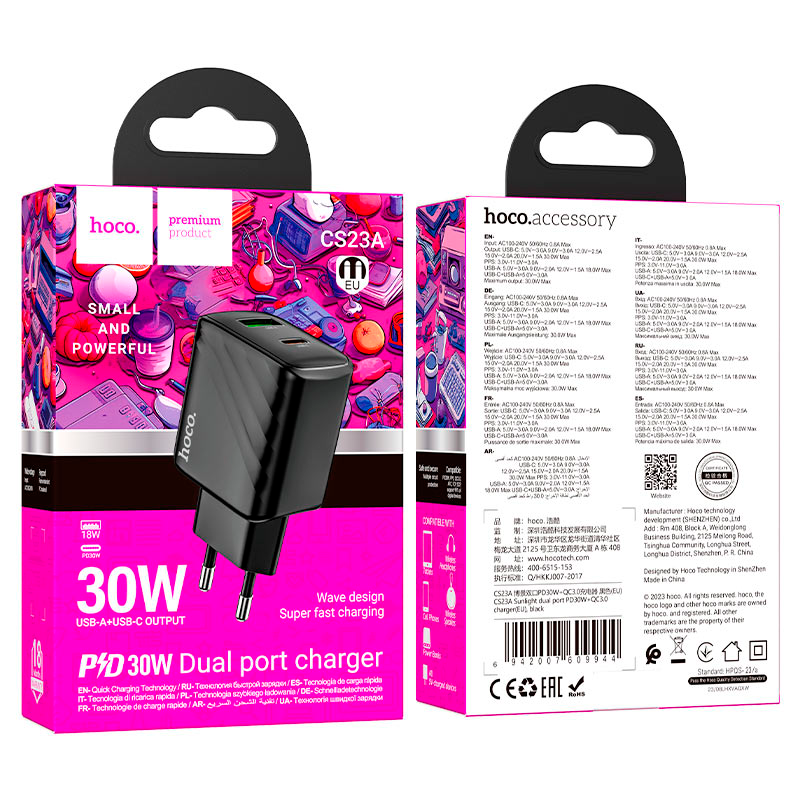 Cargador Carga Rapida Hoco Cs23a 30w Negro – imagen 3
