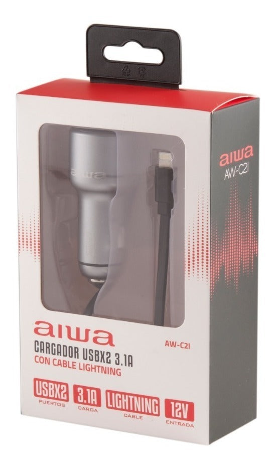 Cargador De Auto Aiwa Usb 3.1a Cable Micro Usb Aluminio – imagen 3