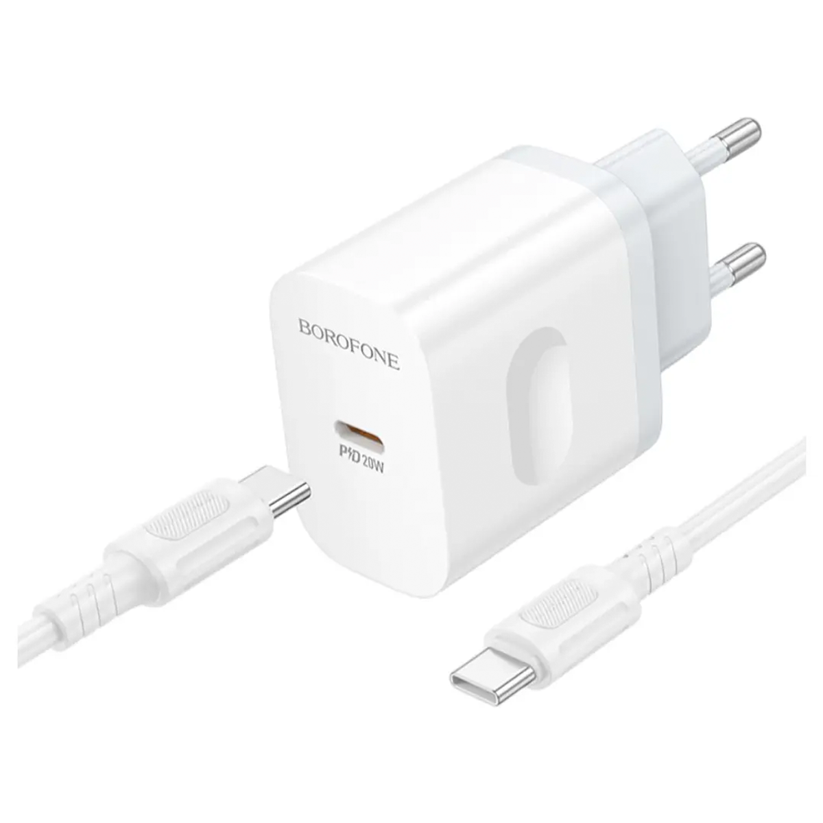 Cargador Borofone Ba99a 20w + Cable Tipo C Blanco