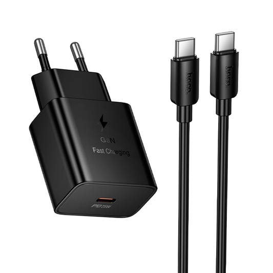 Cargador Carga Rapida Hoco N76 25w + Cable Tipo C Negro