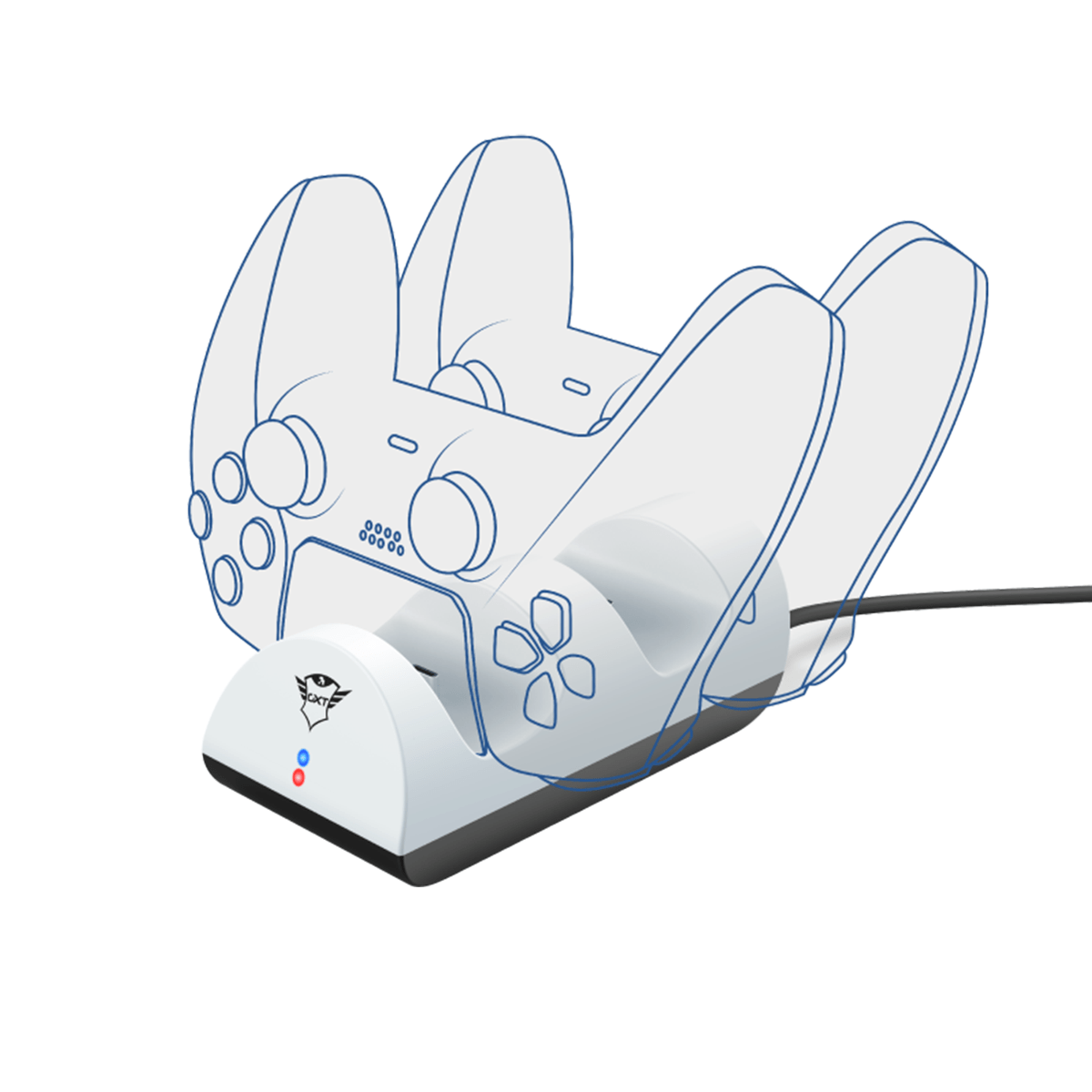 Cargador Dock Dual Ps5 Trust Gxt 254 Blanco