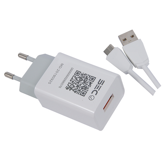 Cargador Tecmaster TM-200516 Carga Rapida + Cable Tipo C Blanco