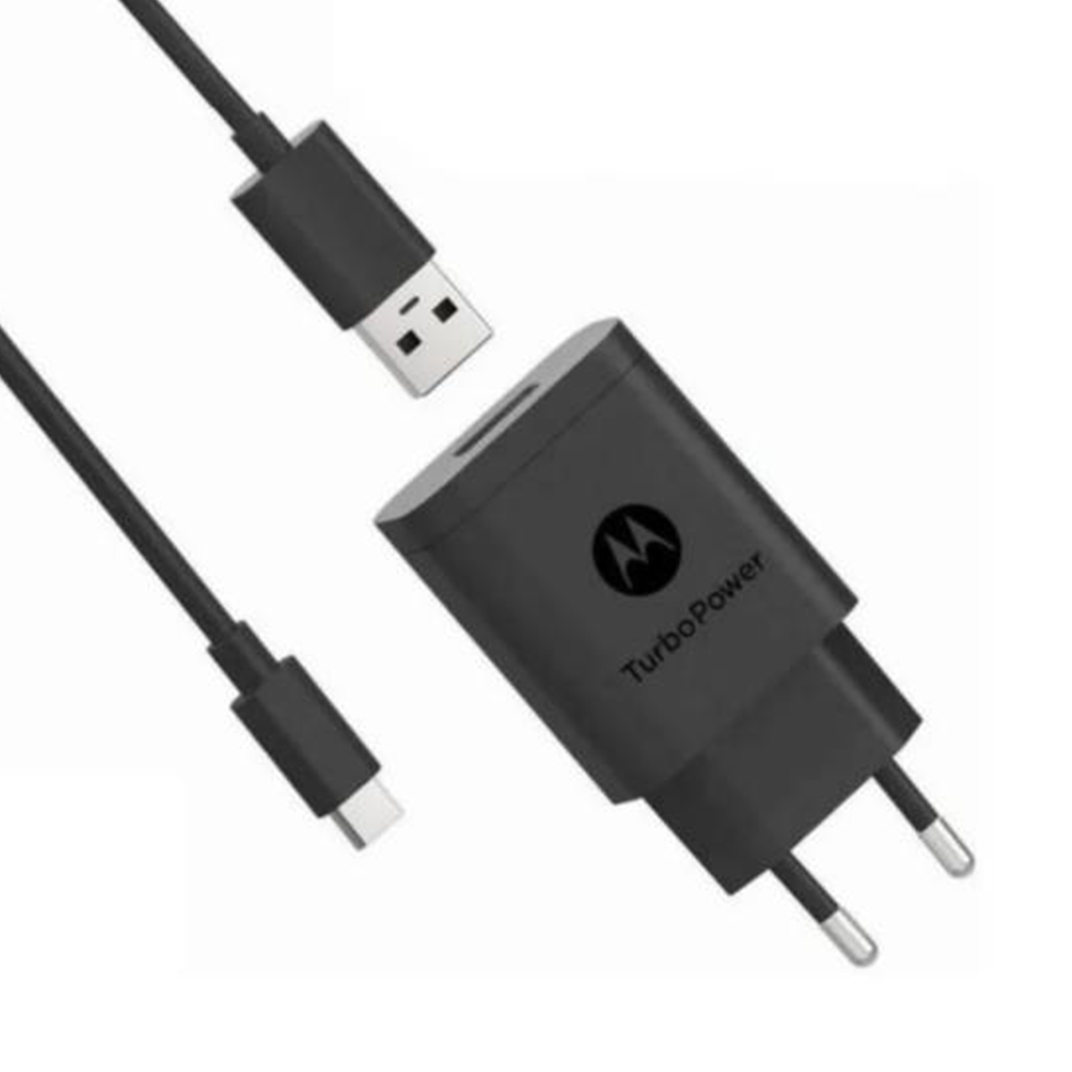 Cargador Motorola + Cable Tipo C 18w Turbo Power Negro