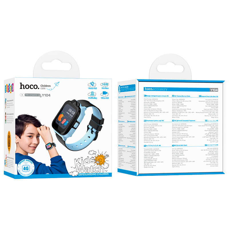 Reloj Smartwatch Para Niños Camara Sos Gps Hoco Y104 4g Azul – imagen 3