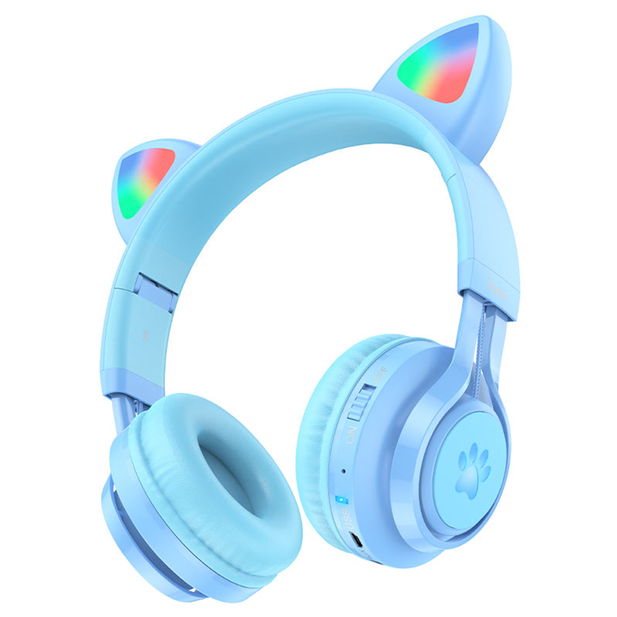 Audifonos Bluetooth Hoco W39 Para Niños Orejas Gato Azul