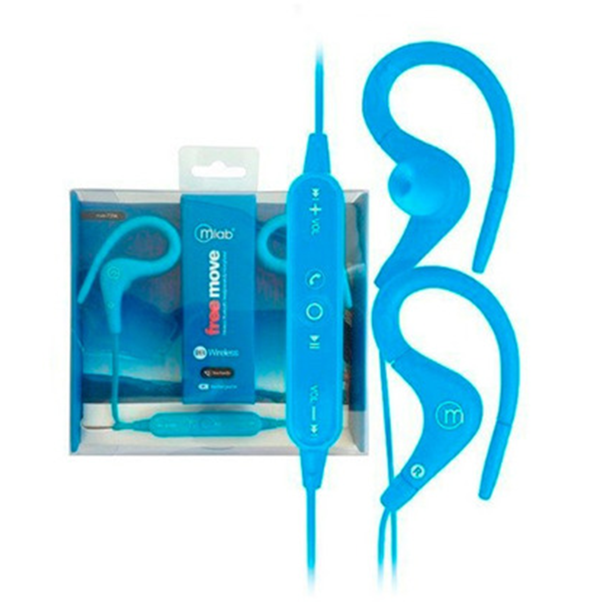 Audífonos Bluetooth Sport Ear Clip Microlab Celeste