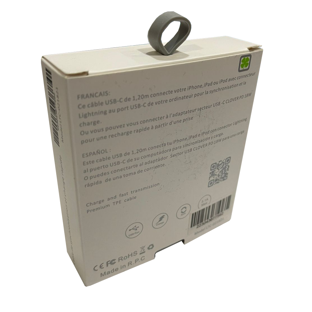 Cable Usb Tipo C A Lightning 1.2M Clover Blanco – imagen 2