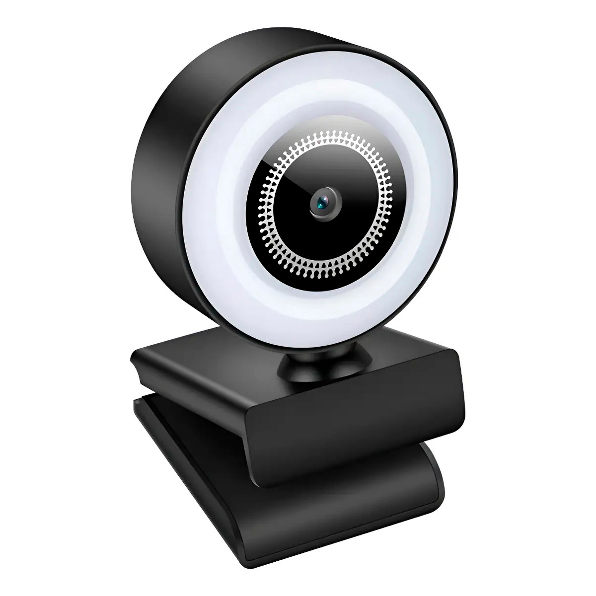 Camara Web Hd 1080p Usb Led Aro Luz Con Soporte Blanco