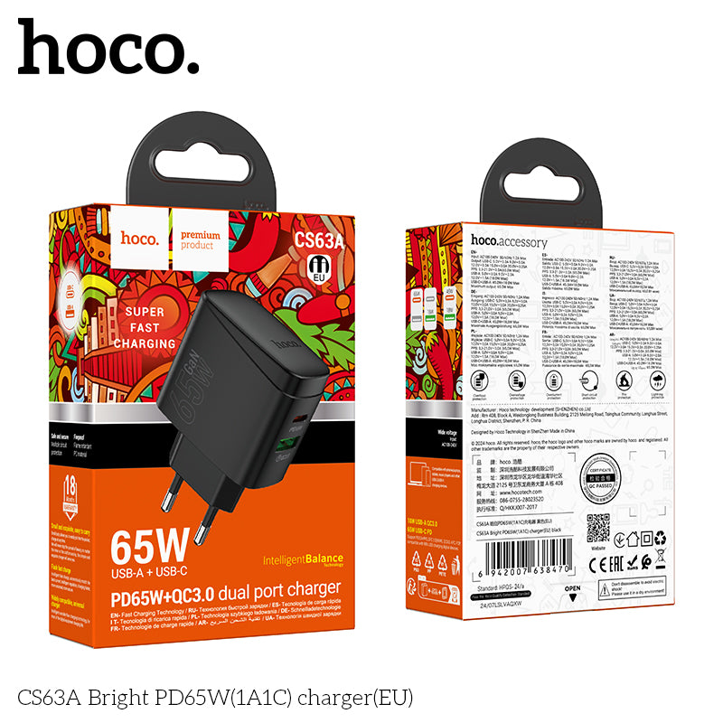 Cargador Carga Rapida Hoco Cs63a 65w Negro – imagen 3