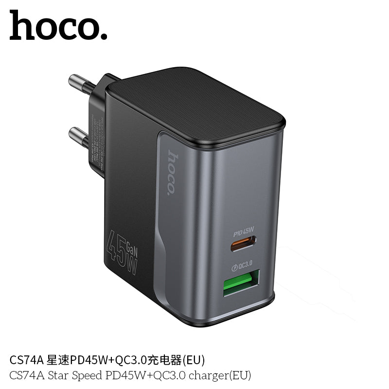 Cargador Carga Rapida Hoco Cs74a 45w Tipo C Usb Negro – imagen 3
