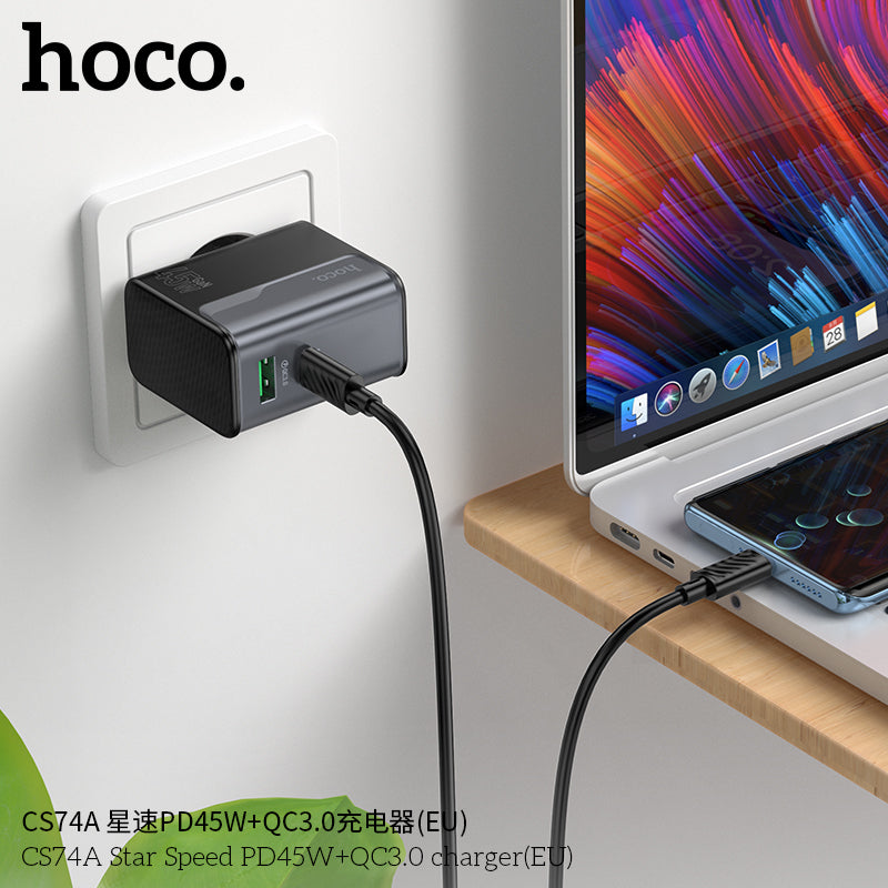 Cargador Carga Rapida Hoco Cs74a 45w Tipo C Usb Negro – imagen 2