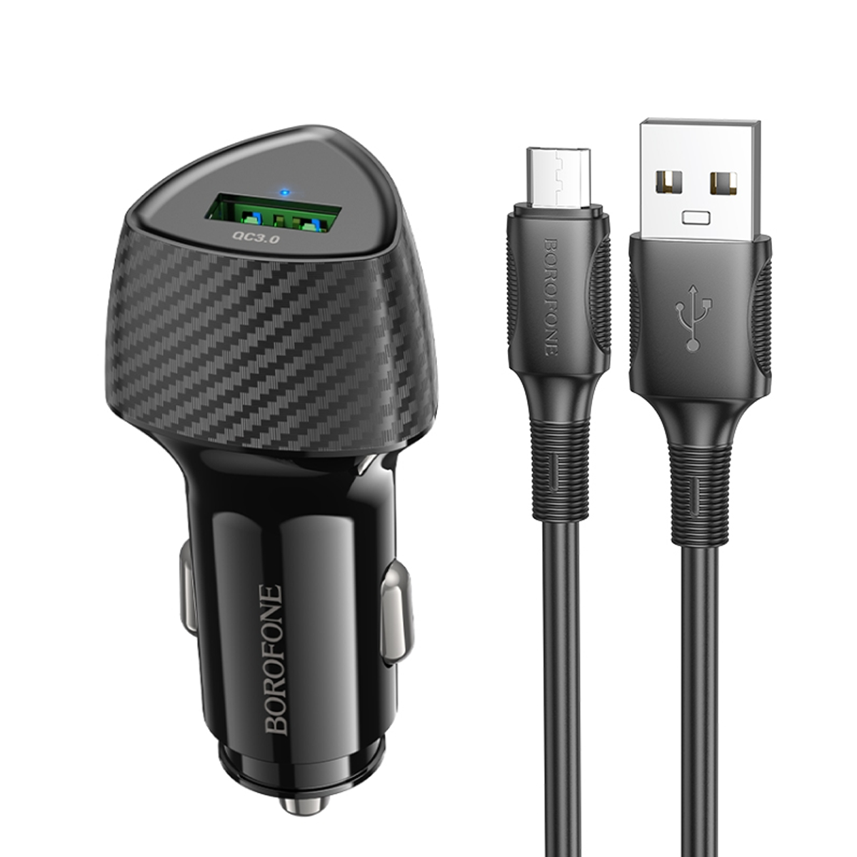 Cargador de Auto Borofone Bz31 Usb Q3.0 18w + Cable Tipo C
