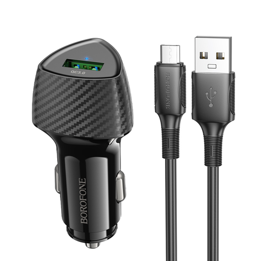 Cargador de Auto Borofone Bz31 Usb Q3.0 18w + Cable Tipo C