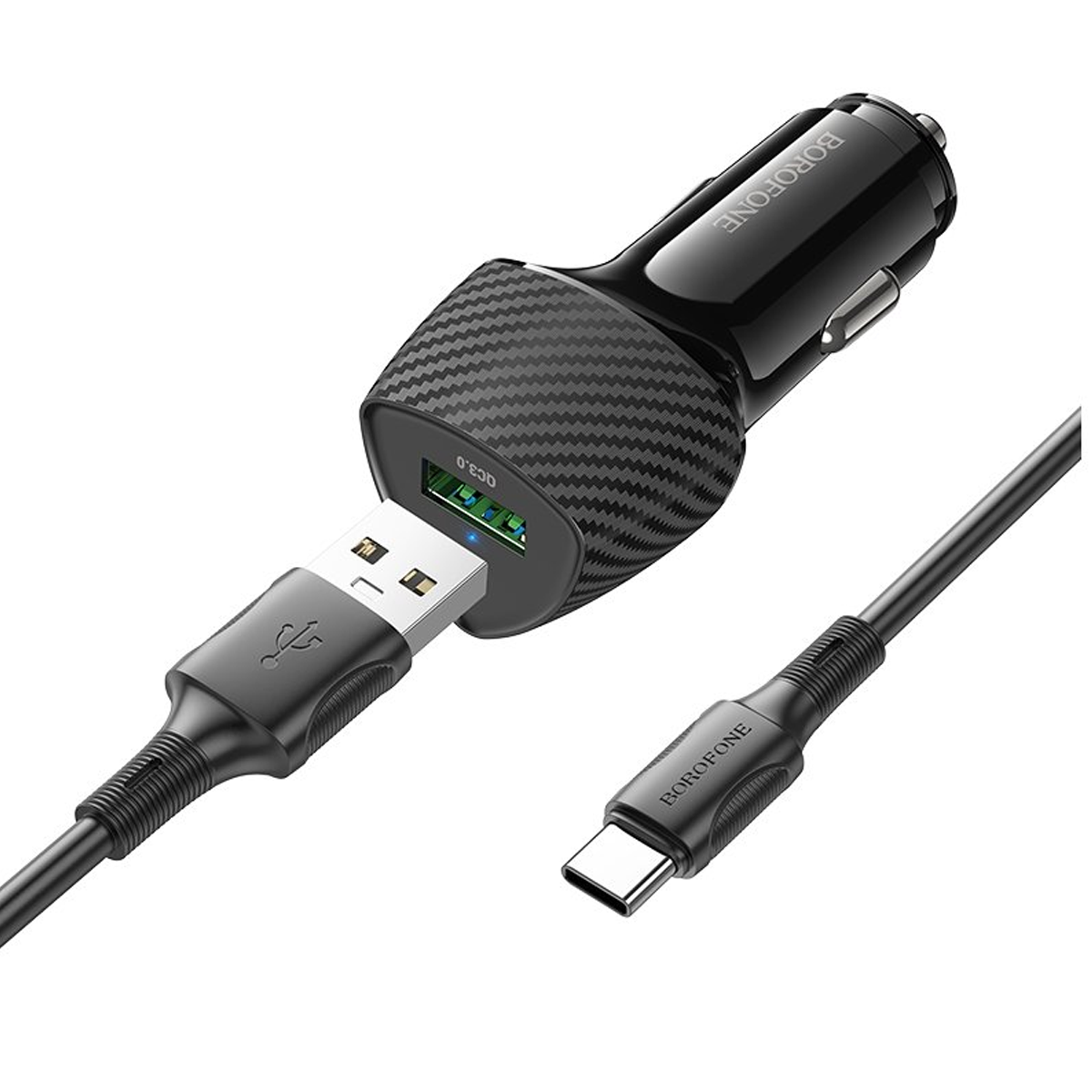 Cargador de Auto Borofone Bz31 Usb Q3.0 18w + Cable Tipo C – imagen 2