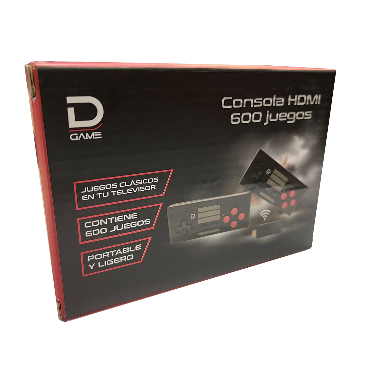 Consola Retro 600 juegos Tv HDMI 4k + 2 Controles Datacom Negro