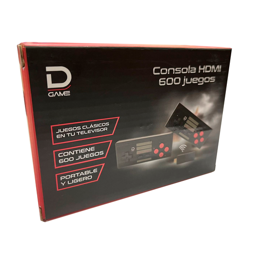 Consola Retro 600 juegos Tv HDMI 4k + 2 Controles Datacom Negro
