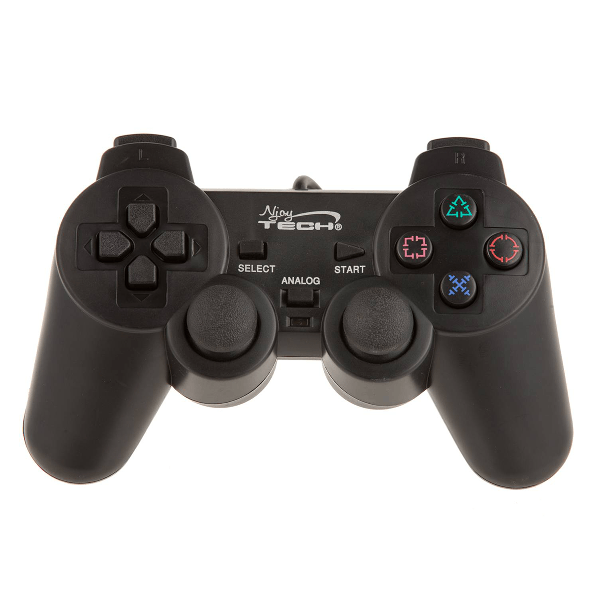 Control Joystick Con Cable 12 Botones Usb Para Pc Mac Njoytech Negro