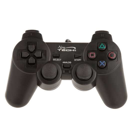 Control Joystick Con Cable 12 Botones Usb Para Pc Mac Njoytech Negro