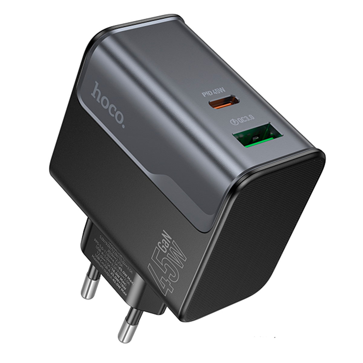 Cargador Carga Rapida Hoco Cs74a 45w Tipo C Usb Negro