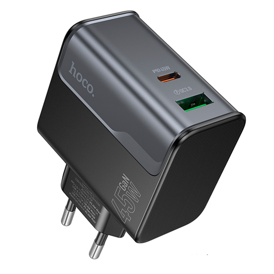 Cargador Carga Rapida Hoco Cs74a 45w Tipo C Usb Negro