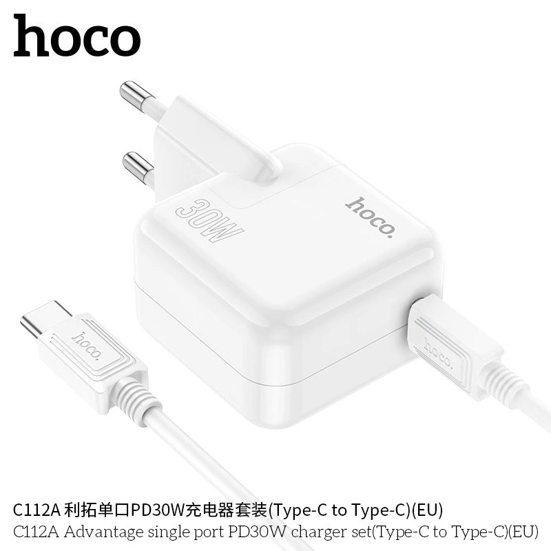 Cargador Hoco C112a 30w Carga Rapida + Cable Tipo C Blanco – imagen 4