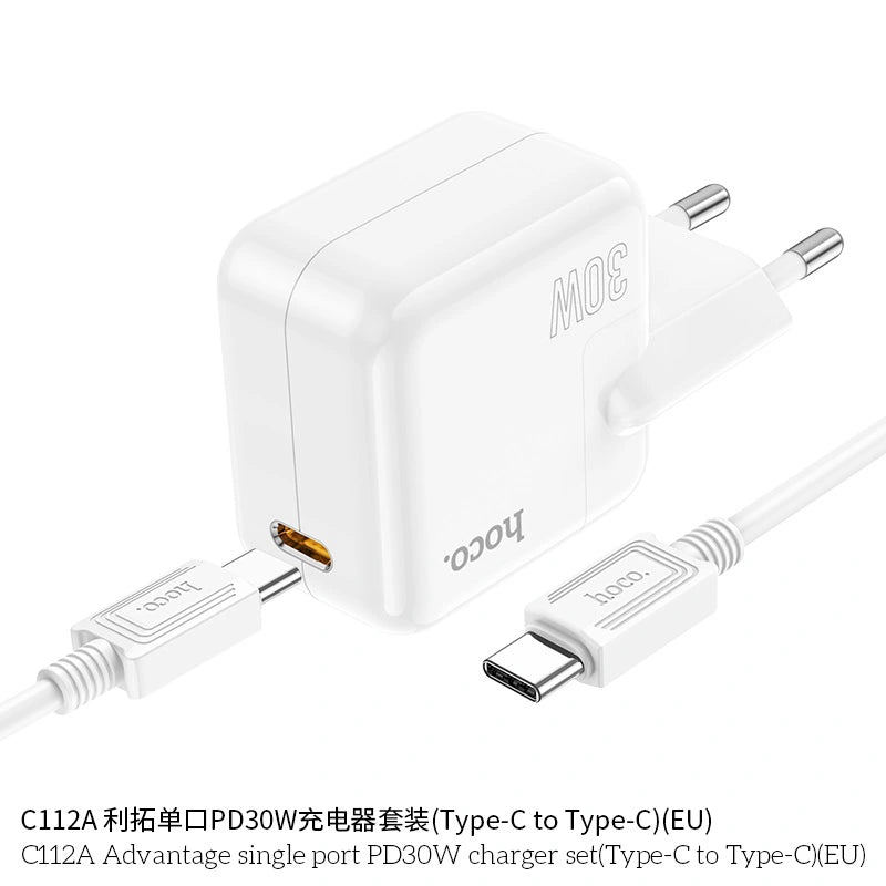 Cargador Hoco C112a 30w Carga Rapida + Cable Tipo C Blanco – imagen 5