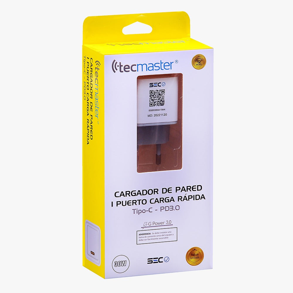 Cargador Tecmaster 30w Carga Rapida QC3.0 Blanco – imagen 5