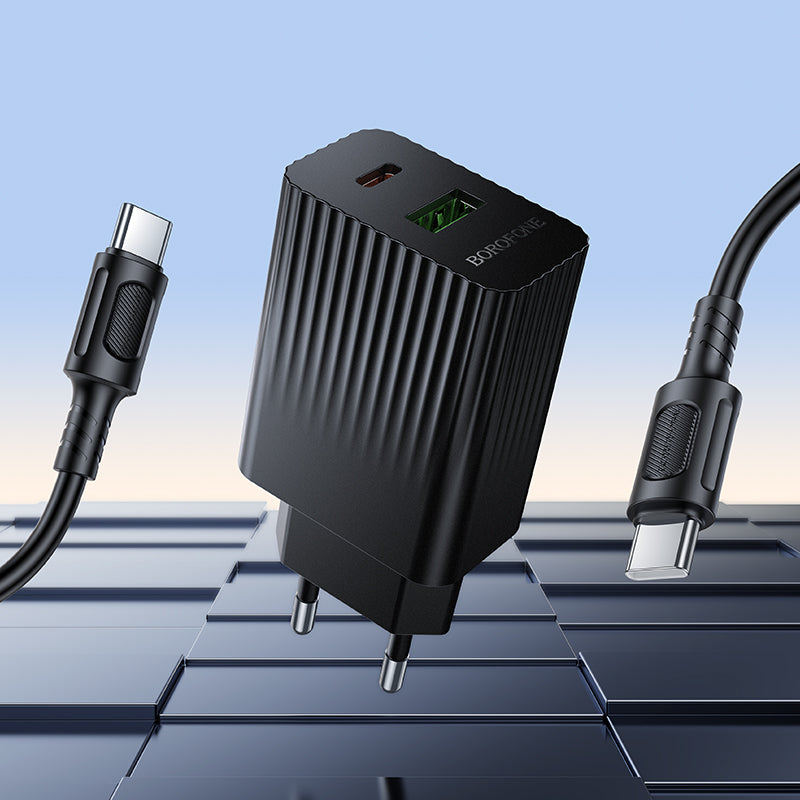 Cargador Borofone Ba76a 30w Qc 3.0 + Tipo C a Tipo C Negro – imagen 2