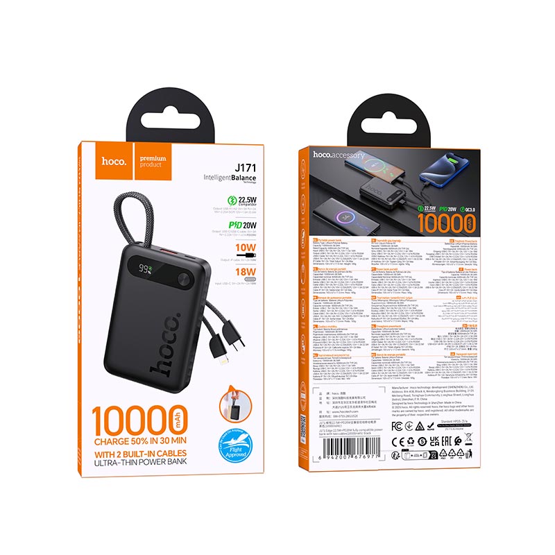 Powerbank Carga Rapida Hoco J171 10000 Mah Negro – imagen 3