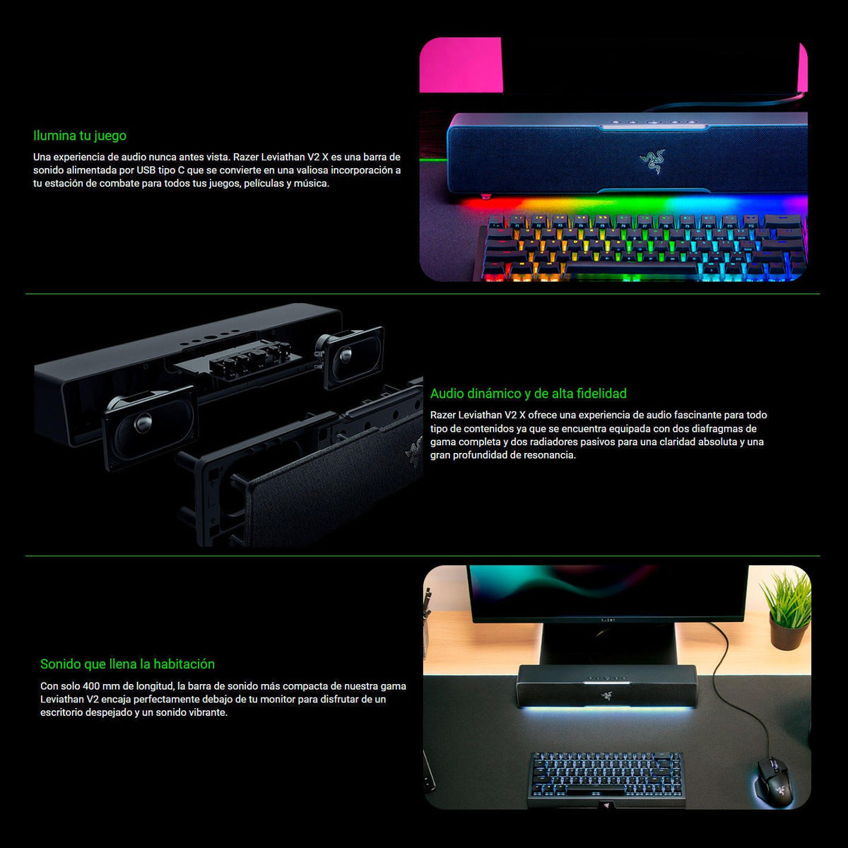 Parlante Gamer Razer Leviathan V2 X Chroma Rgb Bluetooth 5.0 – imagen 3