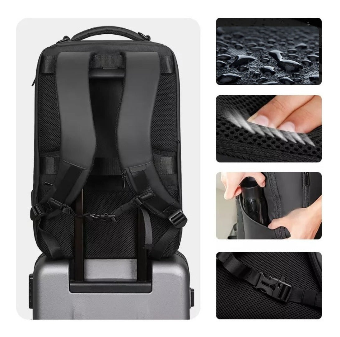 Mochila Menn Bussines Bag Impermeable 30 Litros Negro – imagen 2