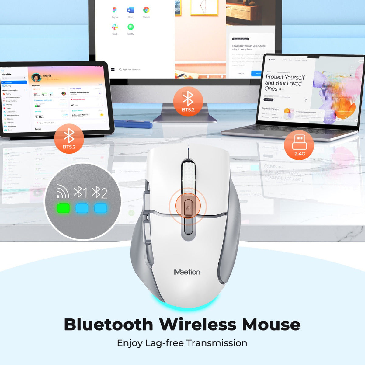 Mouse Inalambrico Dual Wireless Bluetooth Meetion Btm001 Color Negro – imagen 3