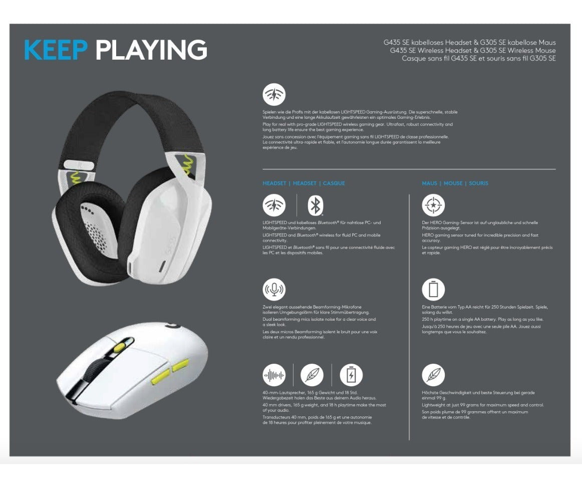 Kit Inalámbrico Logitech Audífono G435 Se + Mouse G305 Se – imagen 2