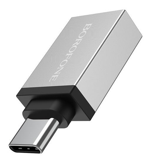 Adaptador Otg USB-A a USB-C Borofone BV3 Gris – imagen 2