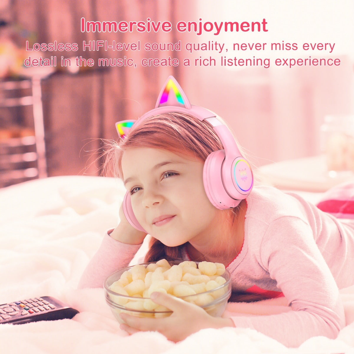 Audifonos Gamer Onikuma B90 Orejas de Gato Rosado – imagen 4