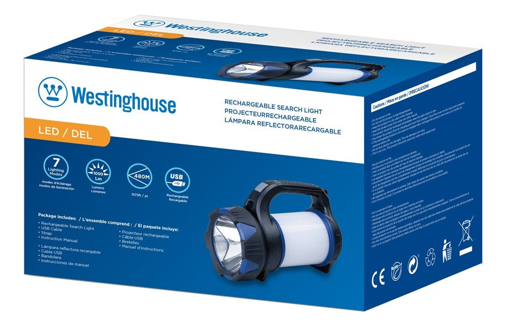 Linterna Foco Westinghouse Recargable 1000 Lumenes Negro – imagen 2
