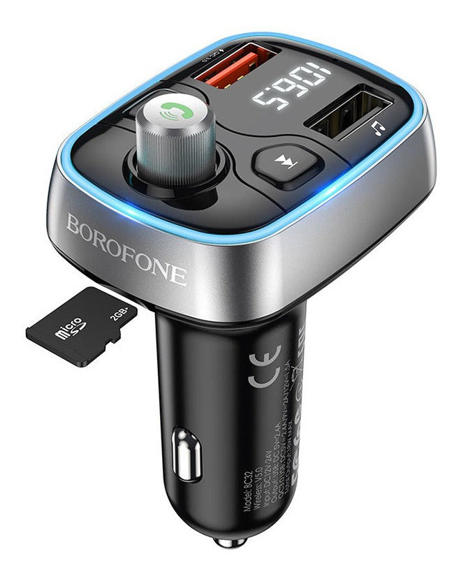 Cargador de Auto Borofone Bc38 Rgb 20w Qc 3.0 Negro – imagen 2