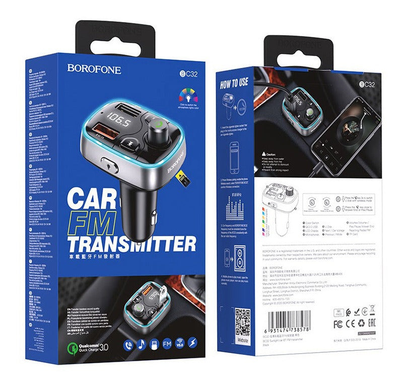 Cargador de Auto Borofone Bc38 Rgb 20w Qc 3.0 Negro – imagen 3