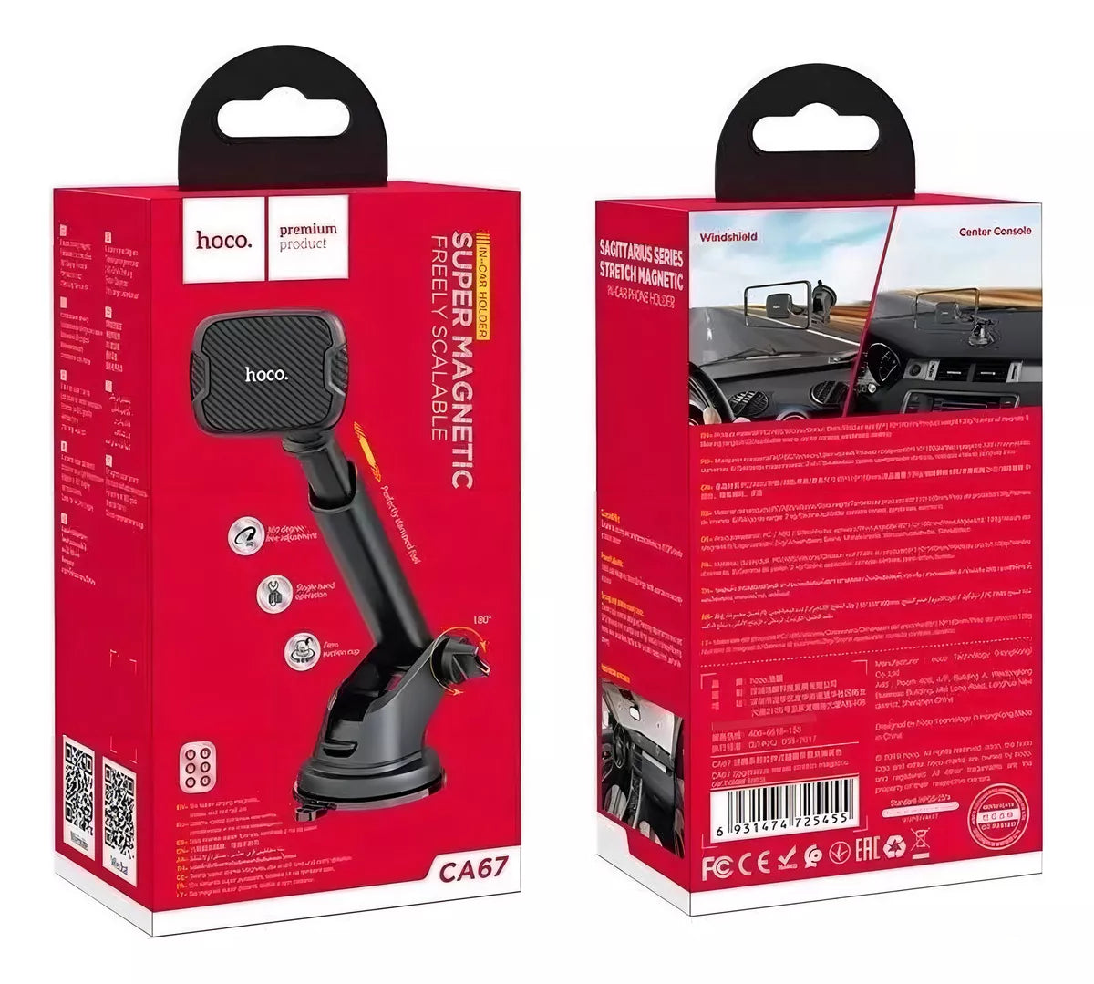 Soporte De Auto Tablero Parabrisas Hoco Ca67 Negro – imagen 4