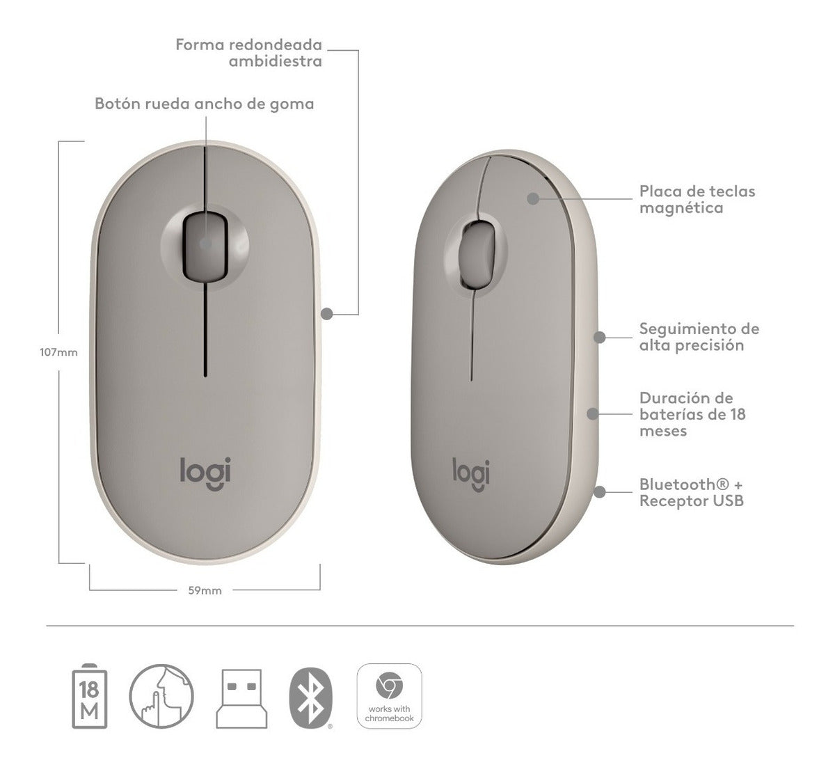Mouse Inalámbrico Silencioso Logitech M350 Cafe – imagen 2