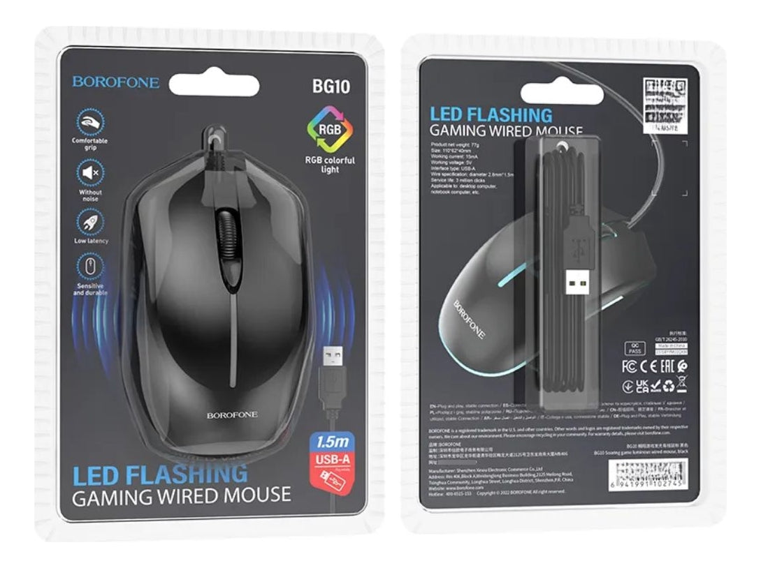 Mouse Gamer Borofone Bg10 Alambrico 1000 Dpi Negro – imagen 3