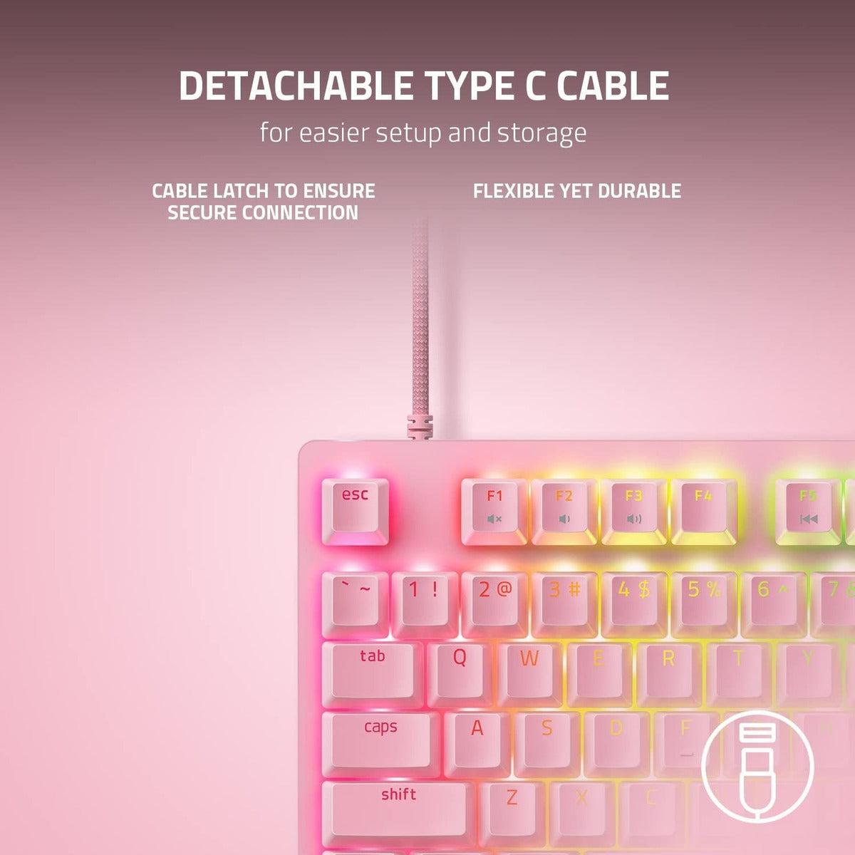 Teclado Gamer Opto Mecánico Razer Huntsman V2 Tkl Linear Optical Switch Rosado – imagen 4