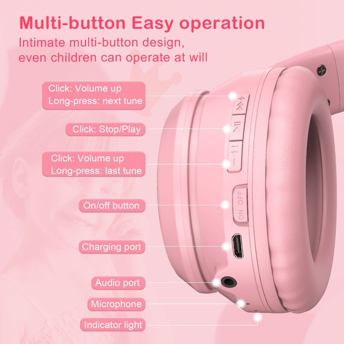Audifonos Gamer Onikuma B90 Orejas de Gato Rosado – imagen 2
