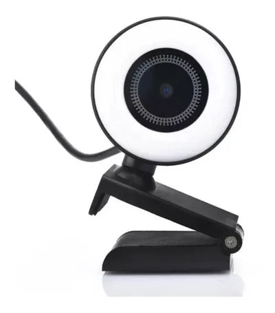 Camara Web Hd 1080P Usb Led Aro Luz Con Soporte Negro – imagen 2