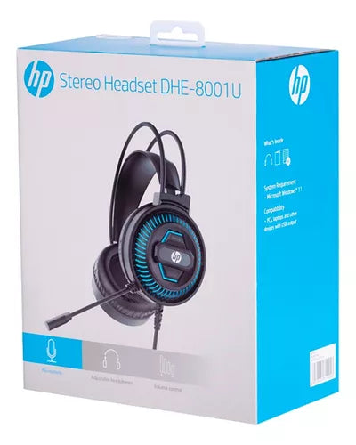Audifonos Gamer Hp DHE-8001u Pc Ps4 Xbox Negro Azul – imagen 3