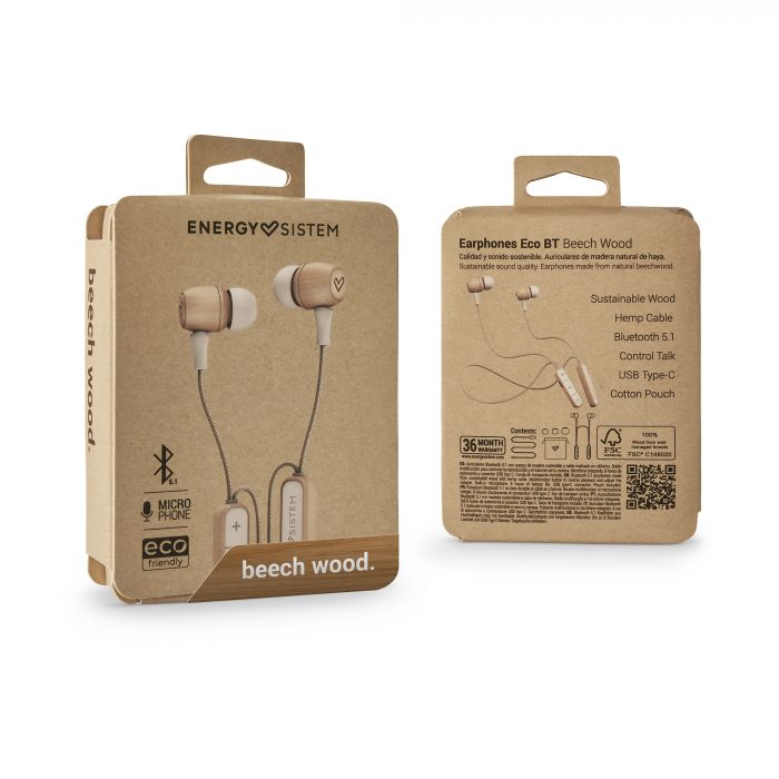 Audífonos Bluetooth Energy Sistem Eco Beech Wood Cafe – imagen 2