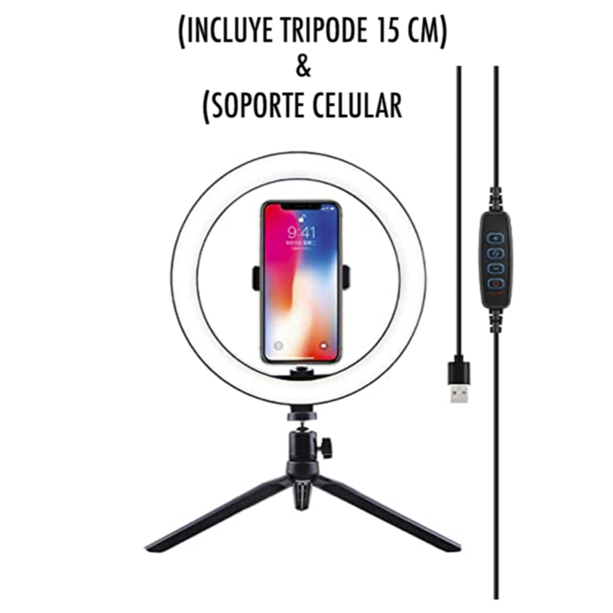 Aro De Luz Led Foto Regulable Led 27 Cm + Soporte + Tripode