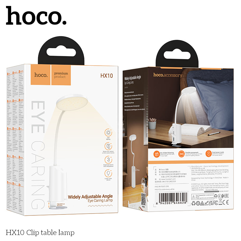 Lampara Escritorio Mesa Hoco Hx10 Con Pinza Blanco – imagen 4