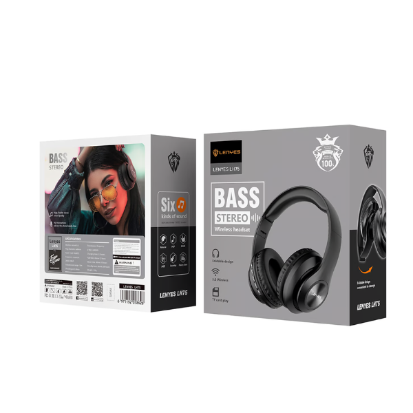 Audífonos Headset Bluetooth Lenyes Lh75 Micro Sd Negro – imagen 2